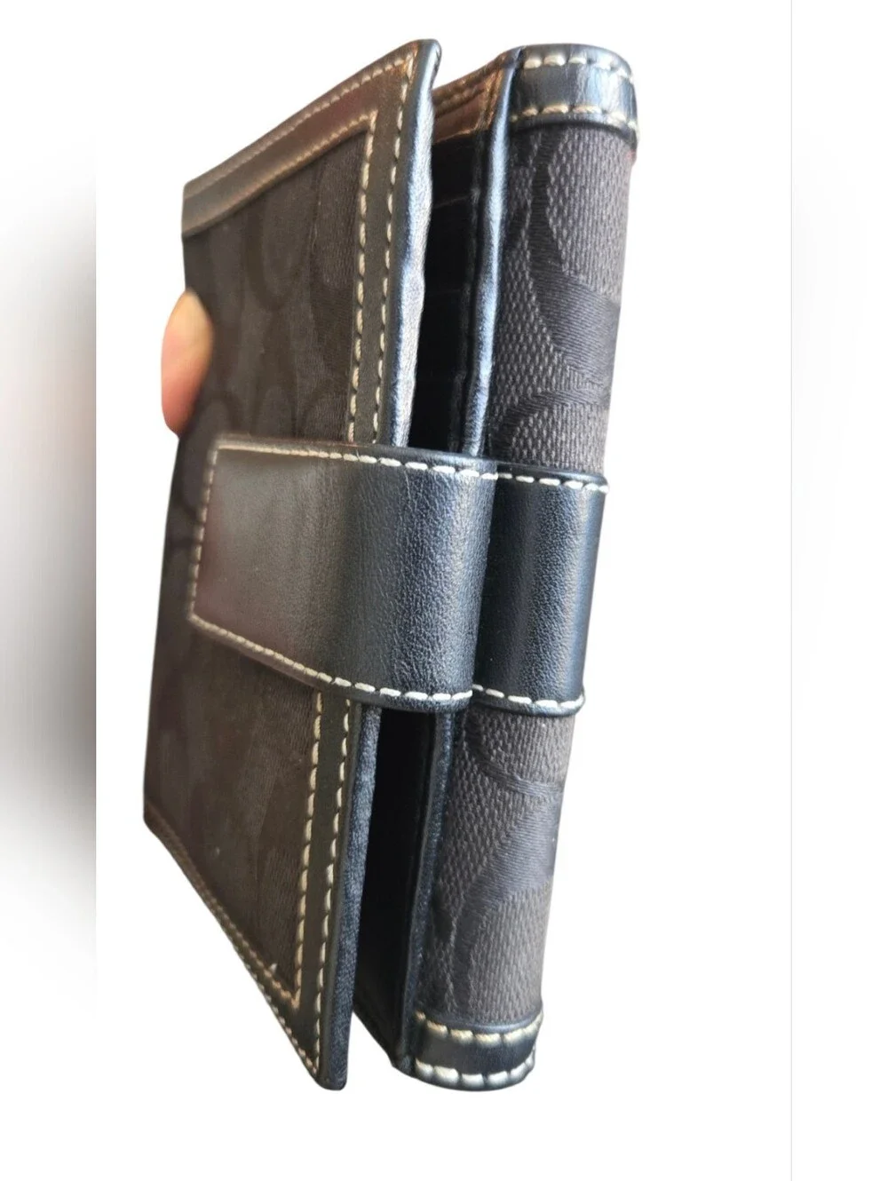 Coach Leatherware Signature Canvas Bifold Wallet Black Smoke Men Women